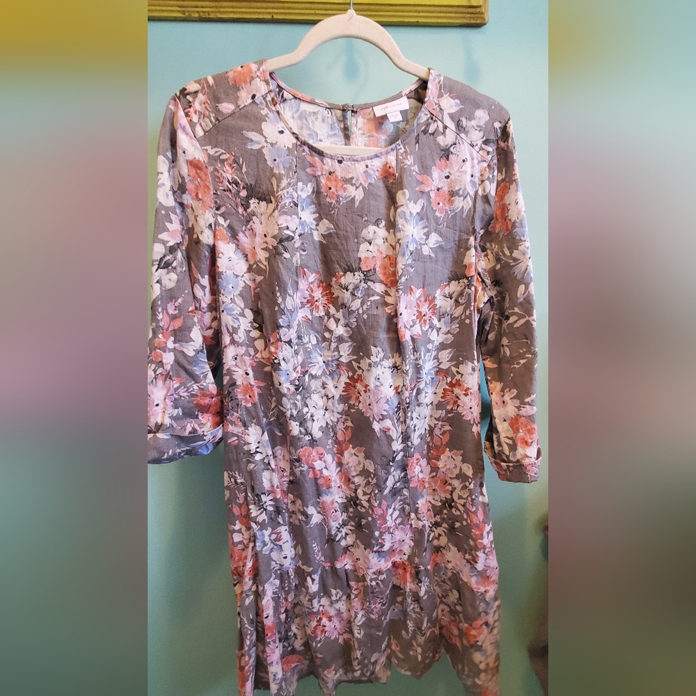 JJill Floral Linen Midi Dress